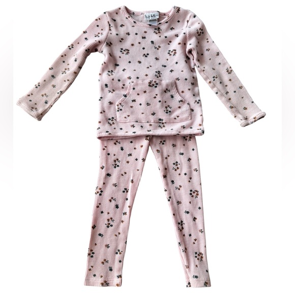 Nicole Miller Toddler Gir lounge Set Ribbed / thermal set Pink Floral – Size 3T - Picture 1 of 8